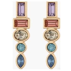 Ettika Multicolor Crystal Post Drop Earrings Post NWT